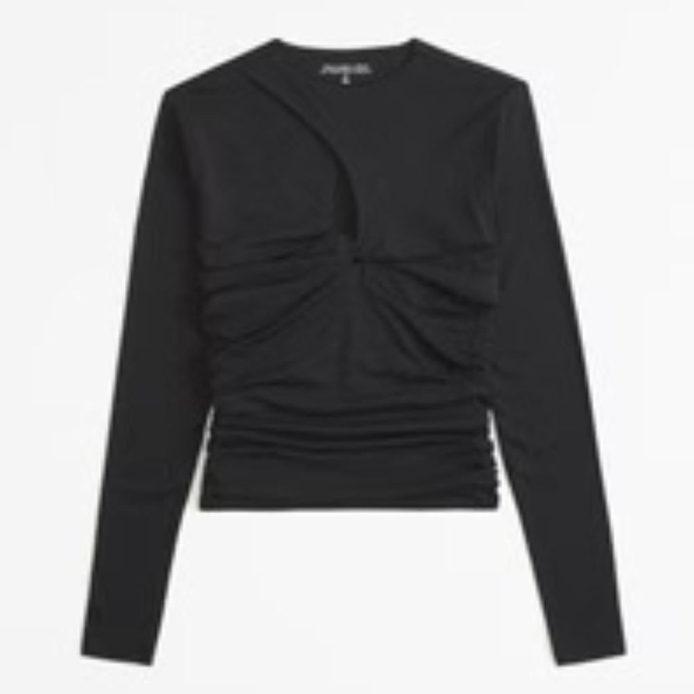 ABERCROMBIE LONG SLEEVE KEYHOLE CUTOUT TWIST LONG SLEEVE TOP